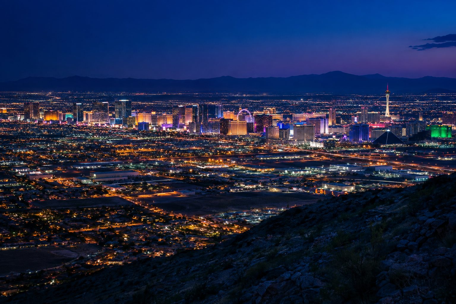 Illustrative Las Vegas skyline at night